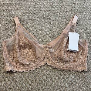 HSIA Bra Mermaid Scales 42DDD Beige Lace Unlined Underwire New